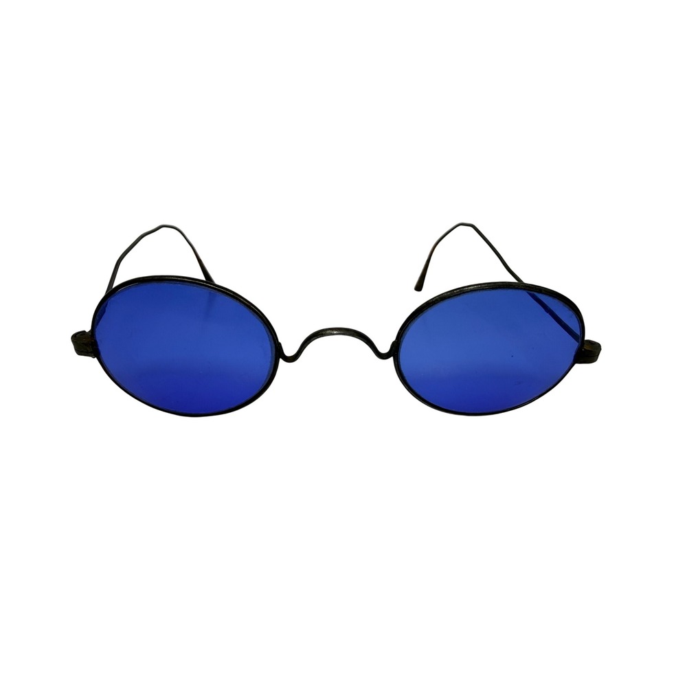 Antique Blue Tinted Lens Spectacles Glasses Vintage - B2